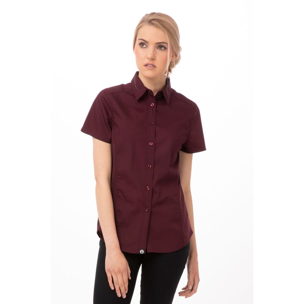 Chef Works Merlot Large Slim Fit Universal Shirt for Women
