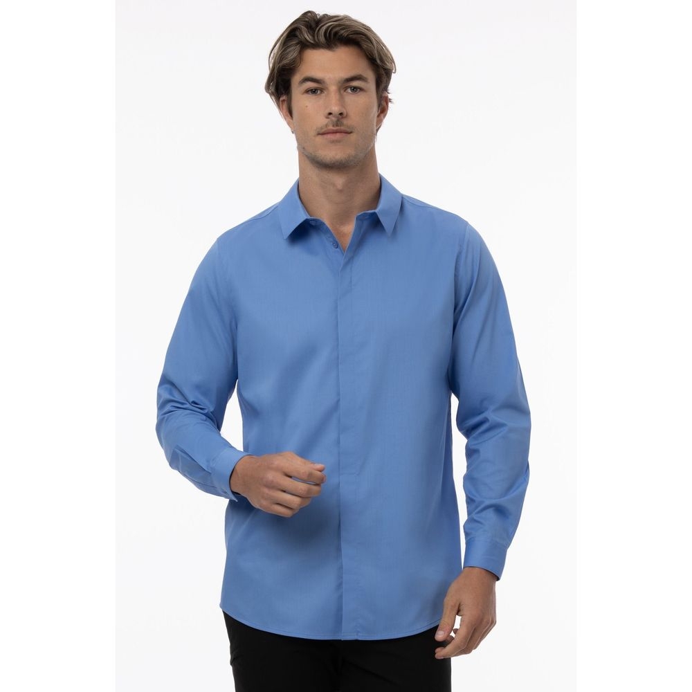 Chef Works French Blue 4XL Classic Fit Premium Formal Dress Shirt for Men
