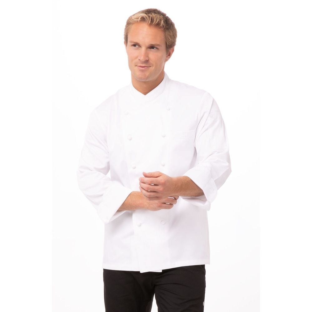 Chef Works White Generous Fit Milan Premium Cotton Chef Coat for Unisex, 60 inch