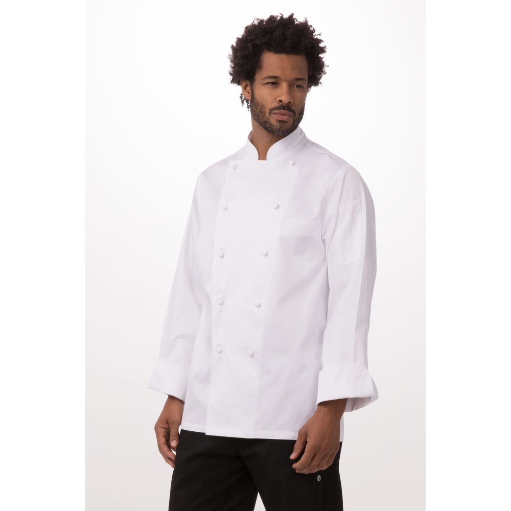 Chef Works White Modern Fit Madrid Premium Cotton Chef Coat for Unisex, 60 inch