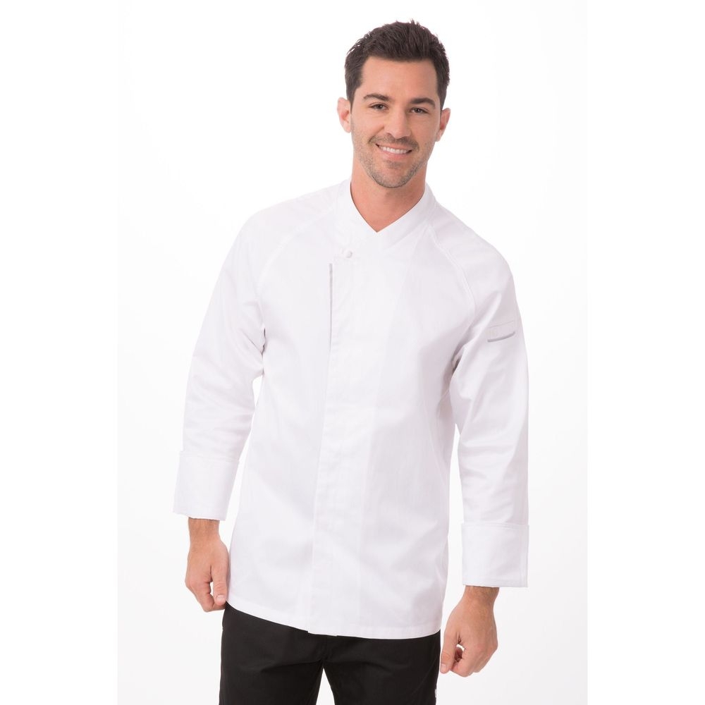 Chef Works White Modern Fit Trieste Premium Cotton Chef Coat for Unisex, 44 inch