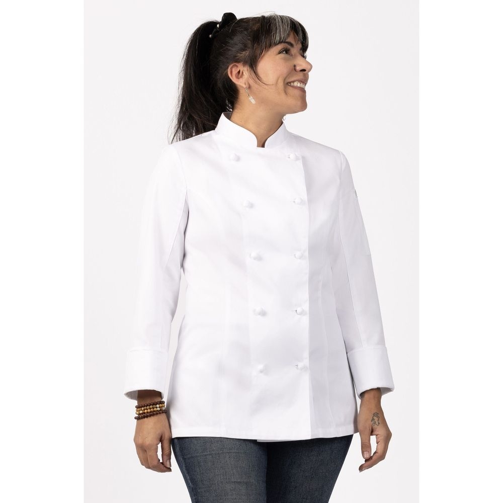 Chef Works White Modern Fit Siena Executive Chef Coat for Women, 28 inch