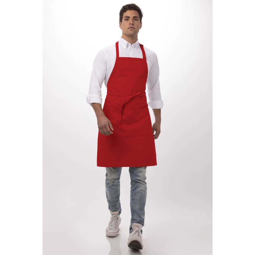 Chef Works Red Butcher Apron, 34 inch Long x 24 inch Wide