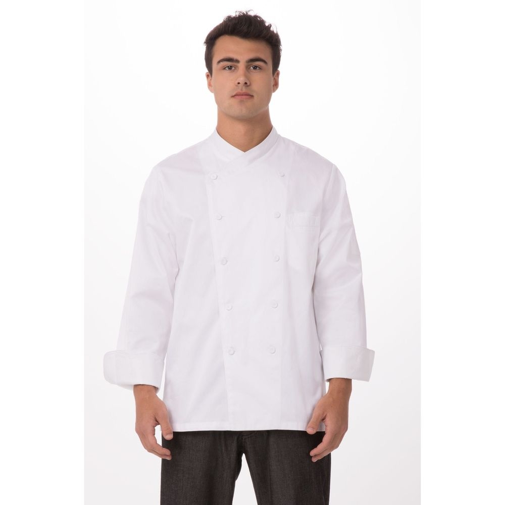 Chef Works White Generous Fit Oslo Premium Cotton Chef Coat for Unisex, 64 inch