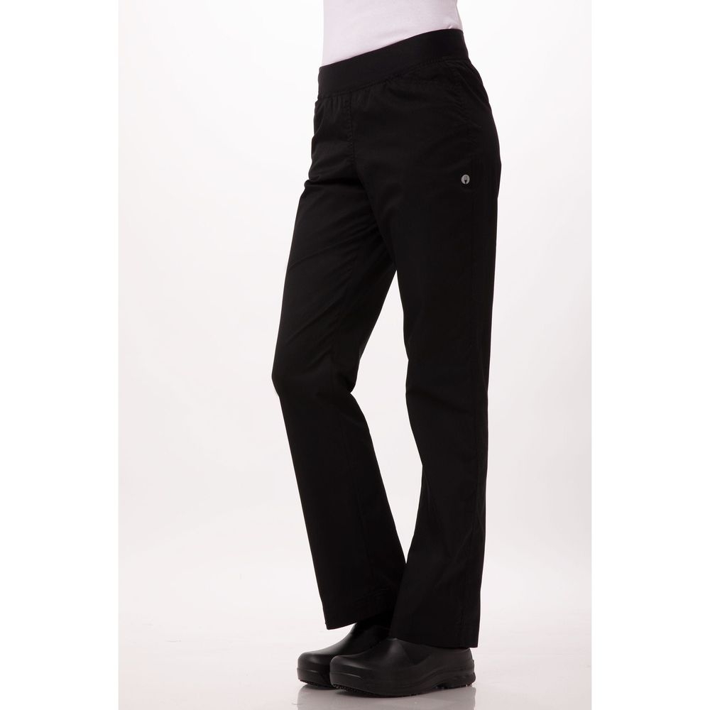 Chef Works Black Medium Classic Fit Lightweight Slim Chef Pant for Women