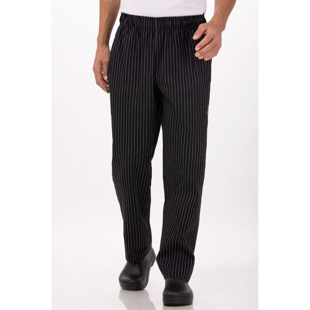 Chef Works Black with White Pinstripe 3XL Classic Fit Designer Baggy Chef Pant for Unisex