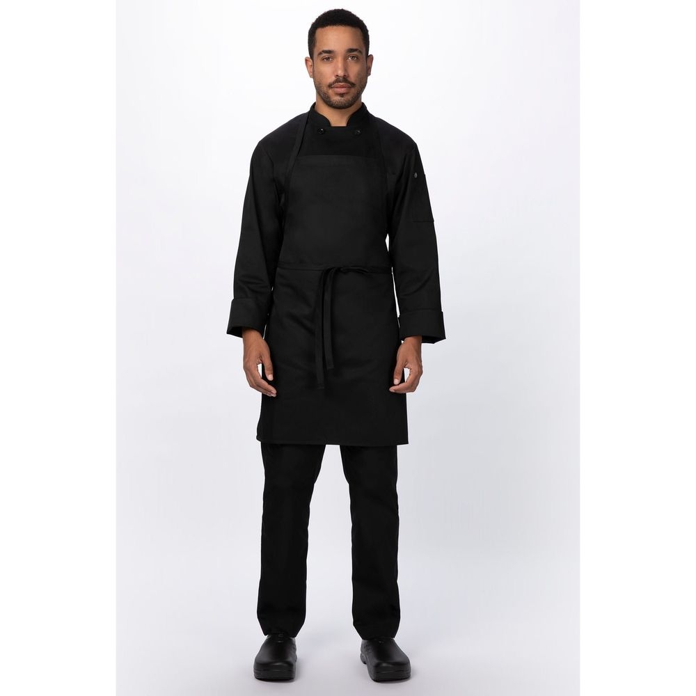Chef Works Black Sustainable Bib Apron for Unisex, 33 inch Long x 27.5 inch Wide