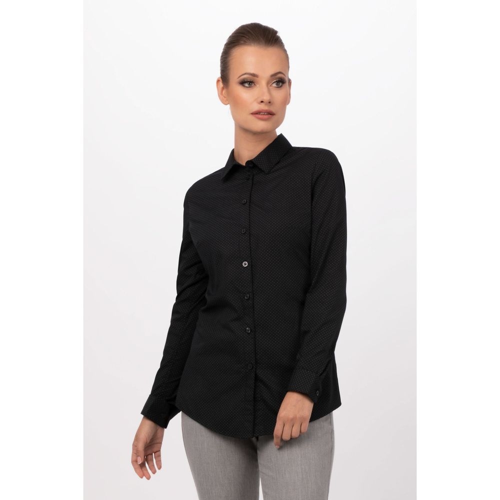 Chef Works Black Large Classic Fit Deco Shirt for Women