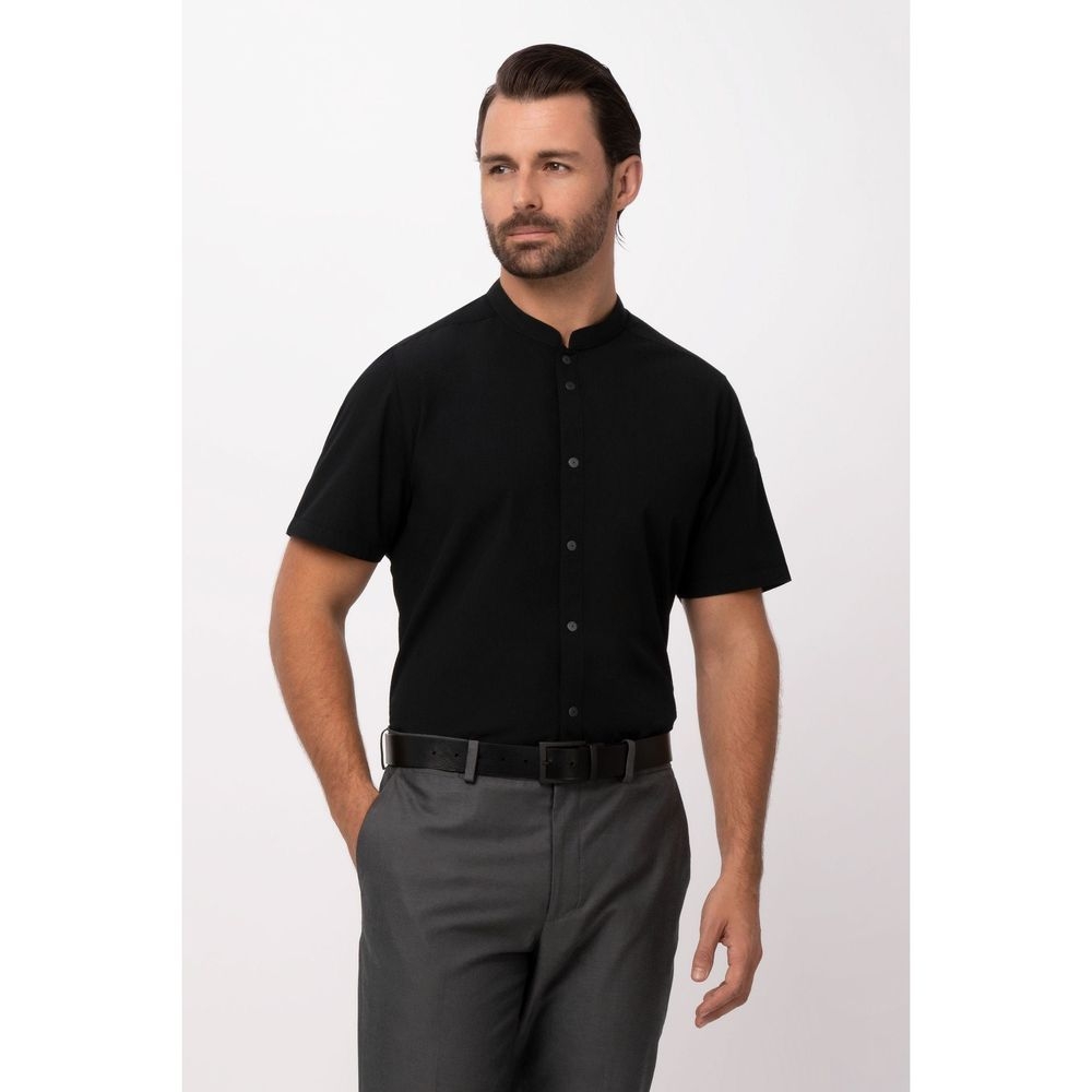 Chef Works Black 4XL Modern Fit Seersucker Shirt for Men