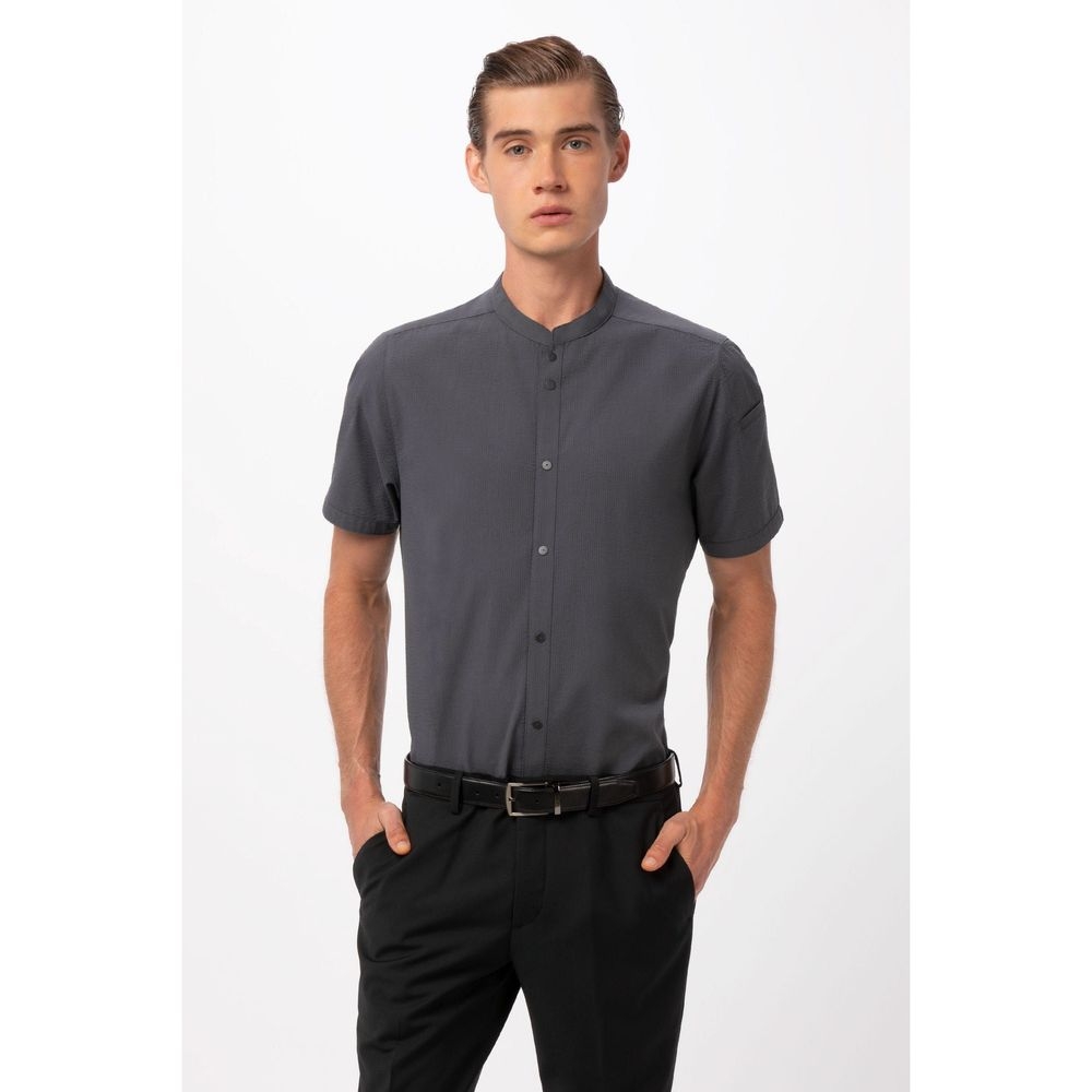 Chef Works Charcoal 4XL Modern Fit Seersucker Shirt for Men