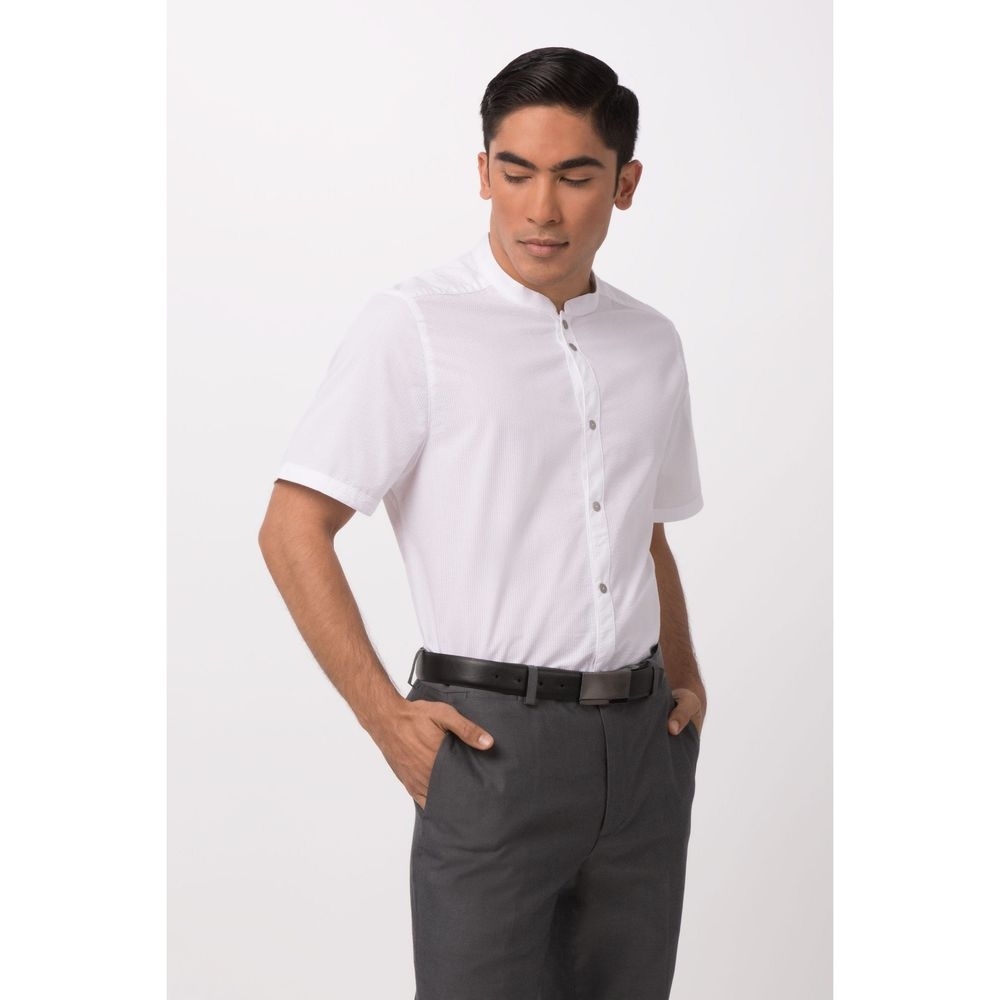 Chef Works White 4XL Modern Fit Seersucker Shirt for Men