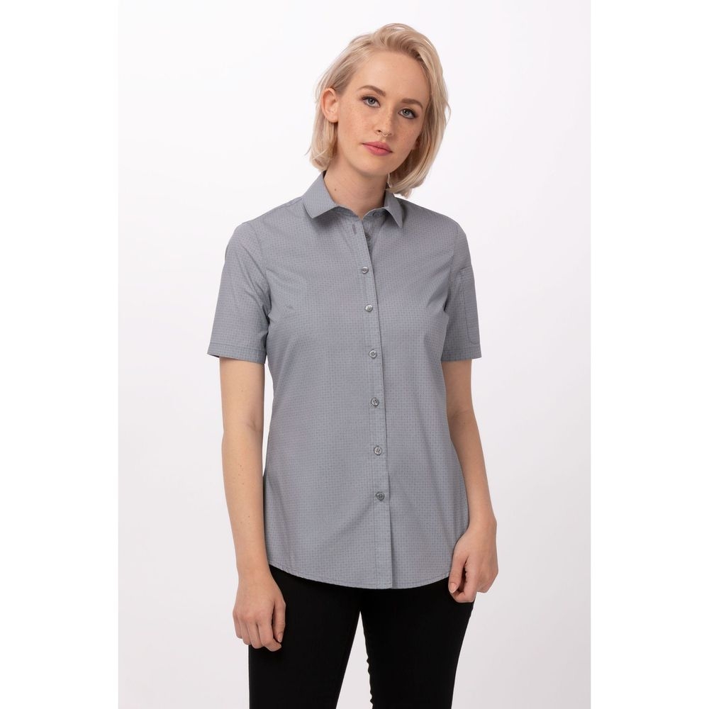 Chef Works Grey Extra Large Modern Fit Malibu Shirt for Women