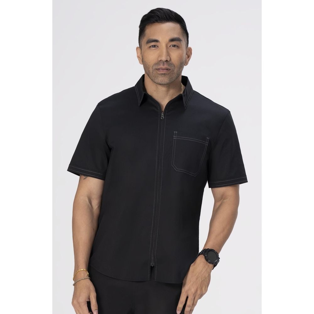Chef Works Black 2XL Cody Zip Work Shirt for Men