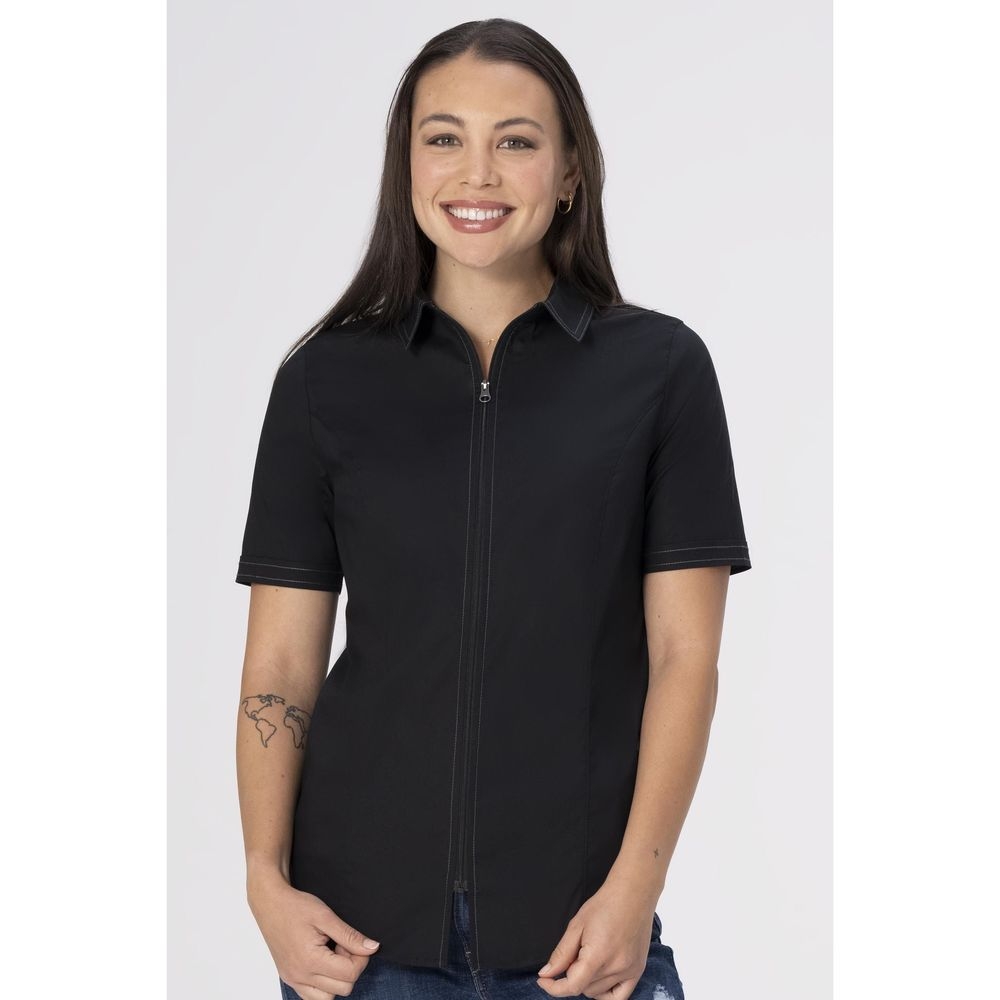Chef Works Black 2XL Cody Zip Work Shirt for Women
