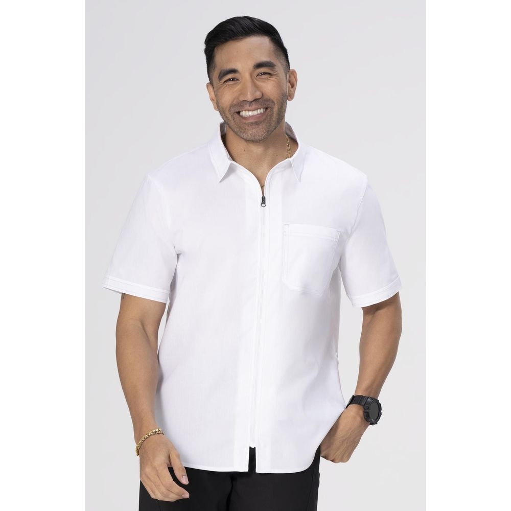 Chef Works White 2XL Cody Zip Work Shirt for Men