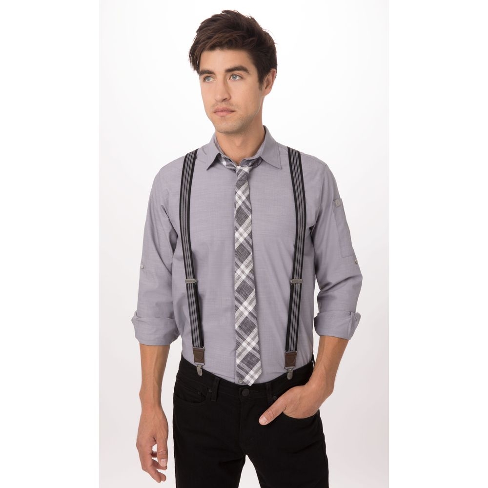 Chef Works Black Gray Pant Suspenders