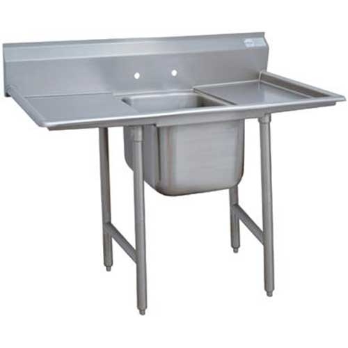 Super Saver 900 Series Stainless Steel Regaline Sink with 1 Compartment, 2 Drain Board.Overall Length 74 inch.