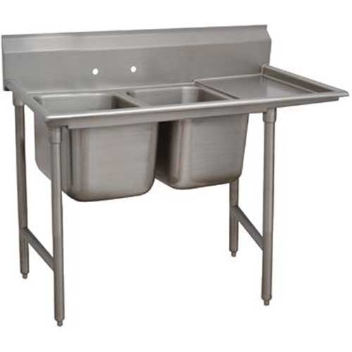 Super Saver 900 Series Stainless Steel Regaline Sink with 2 Compartment, Right Drain Board.Overall Length 80 inch.