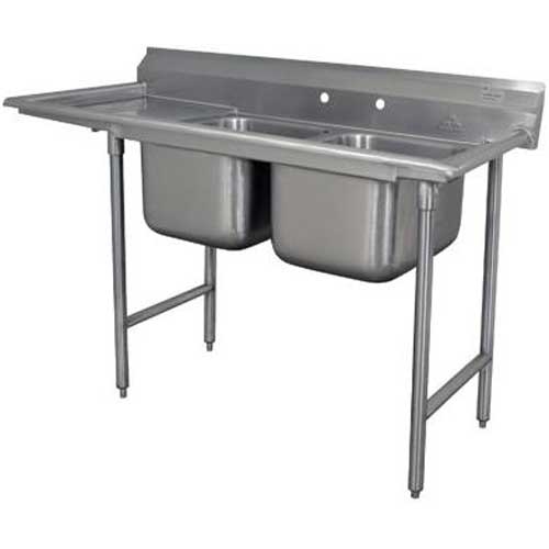 Standard 930 Series Stainless Steel Regaline Sink with 2 Compartment, Left Drain Board.Overall Length 80 inch.