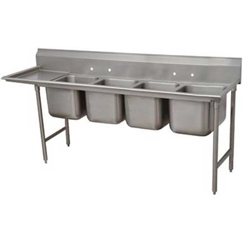 Standard 930 Series Stainless Steel Regaline Sink with 4 Compartment, Left Drain Board.Overall Length 117 inch.