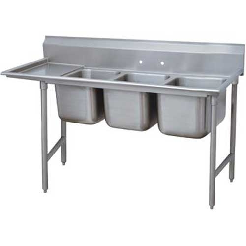 Standard 930 Series Stainless Steel Regaline Sink with 3 Compartment, Left Drain Board.Overall Length 77 inch.