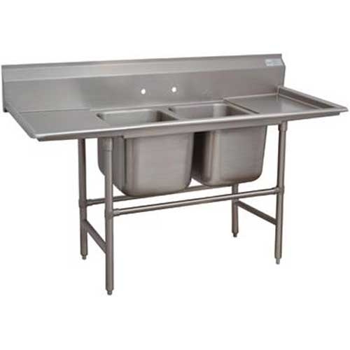 Spec-line 940 Series Stainless Steel Regaline Sink with 2 Compartment, 2 Drain Board.Overall Length 93 inch.