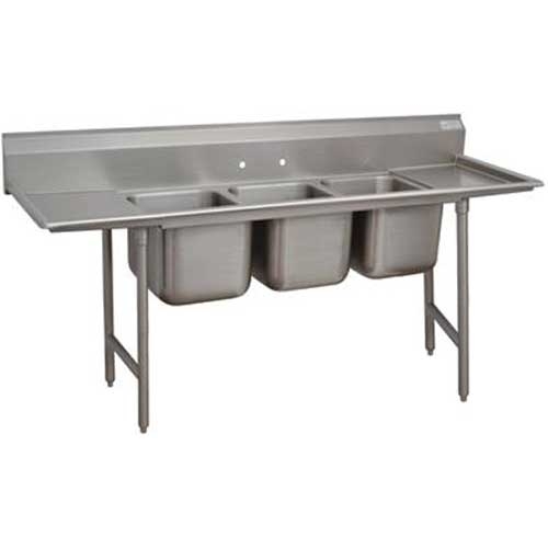 Spec-line 940 Series Stainless Steel Regaline Sink with 3 Compartment, 2 Drain Board.Overall Length 139 inch.