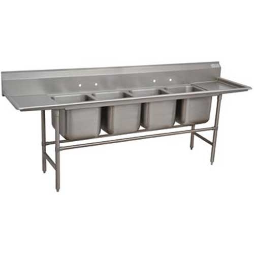 Spec-line 940 Series Stainless Steel Regaline Sink with 4 Compartment, 2 Drain Board.Overall Length 138 inch.
