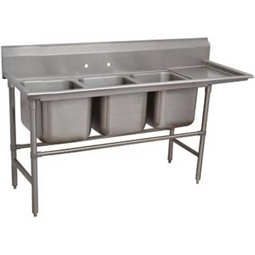 Spec-line 940 Series Stainless Steel Regaline Sink with 3 Compartment, Right Drain Board.Overall Length 119 inch.