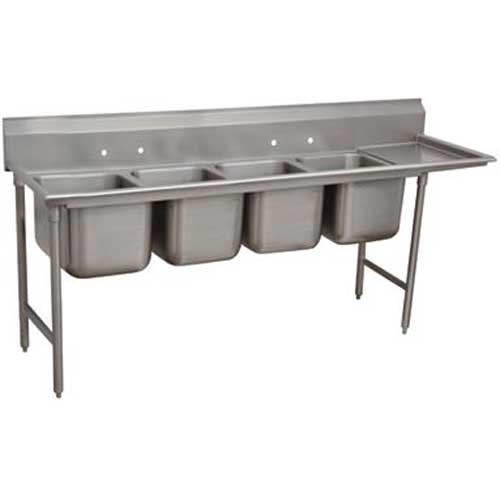 Super Saver 900 Series Stainless Steel Regaline Sink with 4 Compartment, Right Drain Board.Overall Length 129 inch.