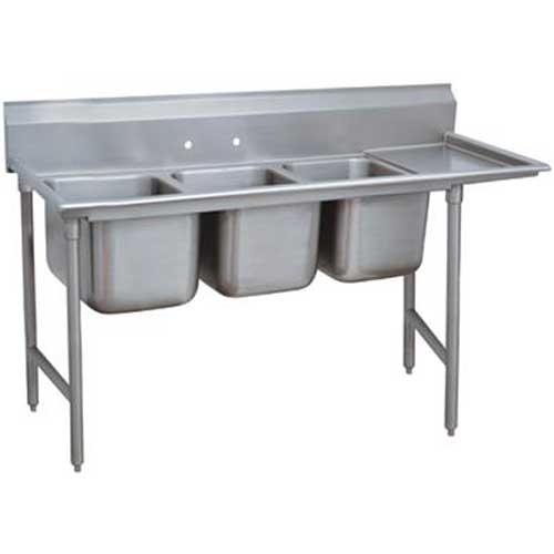 Super Saver 900 Series Stainless Steel Regaline Sink with 3 Compartment, Right Drain Board.Overall Length 119 inch.