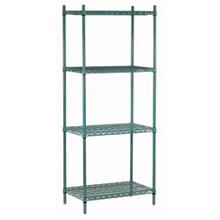 Green Epoxy Shelving Combo Unit Size 18 x 36 x 74 inch - Includes 4 Shelves and 4 - 74 inch Posts -- 1 set each.