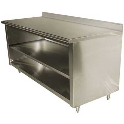 Stainless Steel 5 inch Splash Enclosed Base Work Table - Open Base With Midshelf, 36X108 inch.