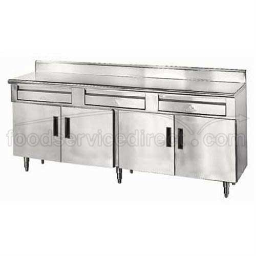 Stainless Steel 1 1/2 inch Splash Enclosed Base Work Table With Hinge Door, 24X36 inch.