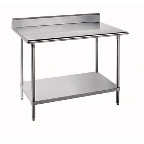 Super Saver Stainless Steel Work Table, 5 inch Back Splash with Galvanized Legs and Undershelf, 24 x 30.