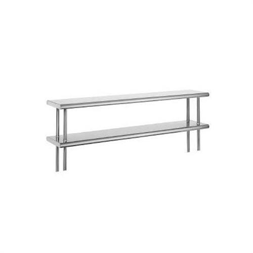 Double Deck All Welded Stainless Steel Table Mounted Shelf, 15 x 108 inch.
