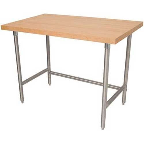 Super Saver Stainless Steel Work Table, 5 inch Back Splash With Galvanized Legs, Open Base, 30 x 30 inch.