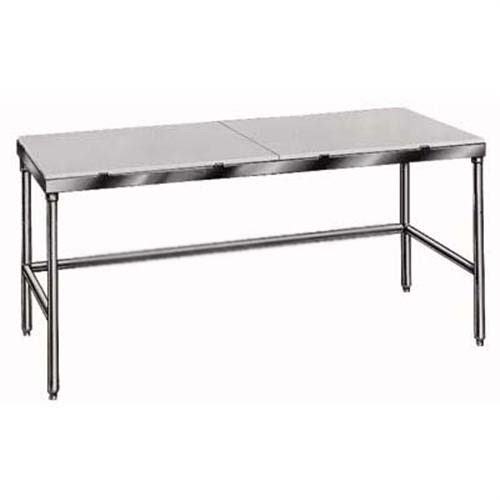 Spec-Line Stainless Steel Work Table, 10 inch Rear Splash With Galvanized Legs, Open Base, 30 x 120 inch.