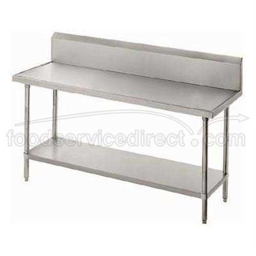 Spec-Line Stainless Steel Work Table, 10 inch Back Splash With Galvanized Legs and Undershelf, 24 x 132.