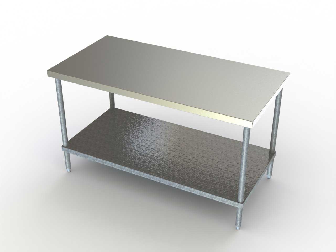 Aero 18 Gauge 304 Stainless Work Table with Adjustable Galvanized Undershelf, 30 x 60 x 35 inch.