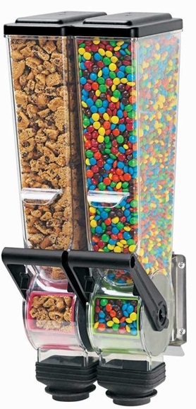 Server SlimLine Double Dry Food and Candy Dispenser with Bracket, 2 Liter