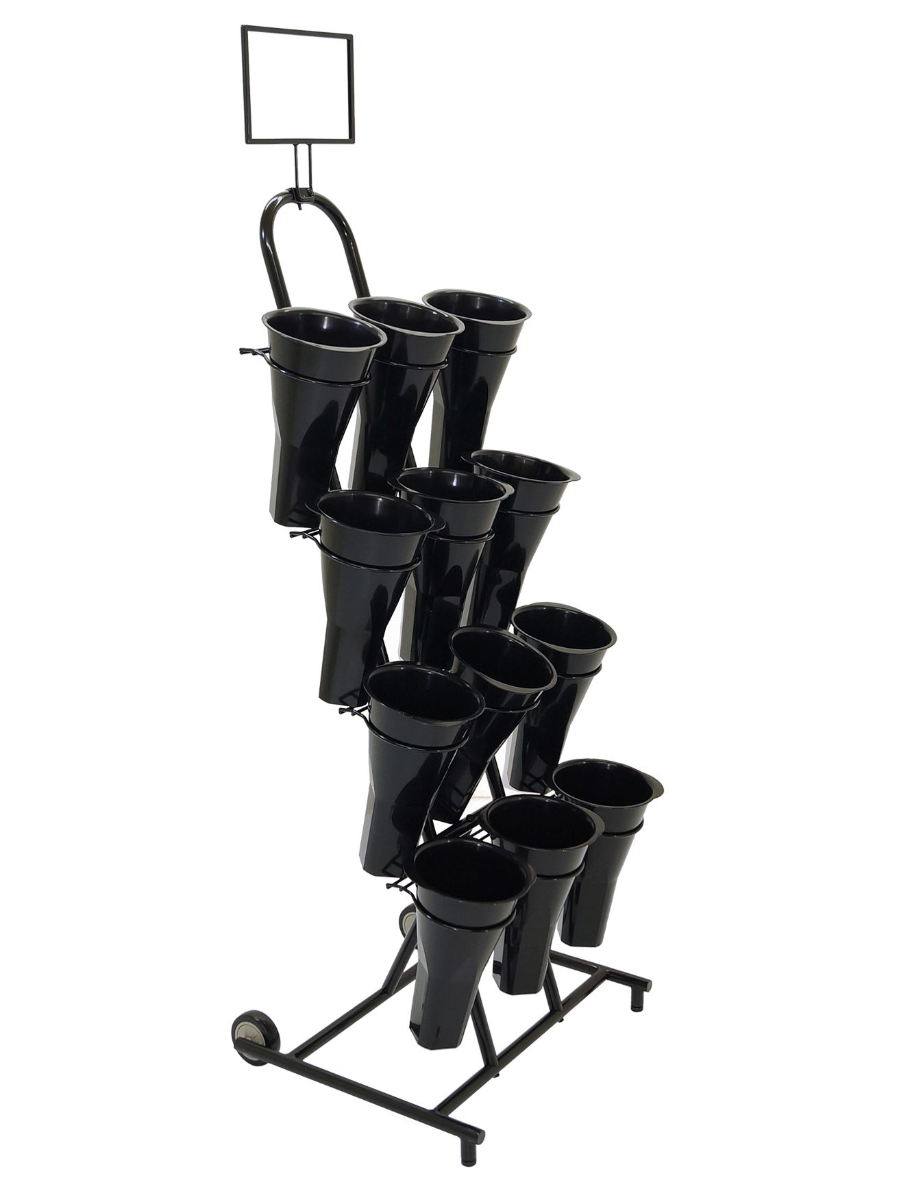 Mobile Merchandisers 12-Vase Floral Cart With Sign Frame and Vases