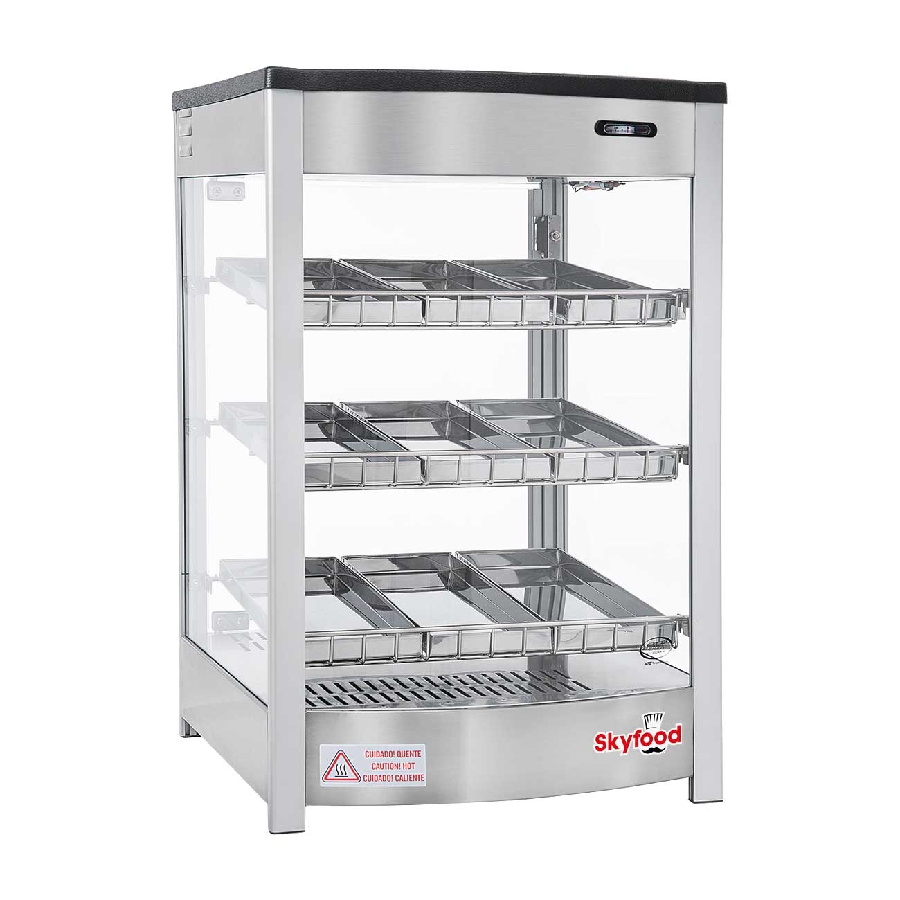 Skyfood Countertop Steam Line Food Warmer Display Case with Three Shelves, 18 7/8 x 18 x 28 3/8 inch