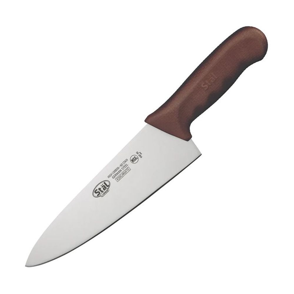 Winco KWP-80N Stal Brown Handle Chefs Knife, 8 inch