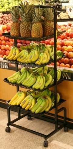 Mobile Merchandisers Black 4 Shelf Produce Display with Liners