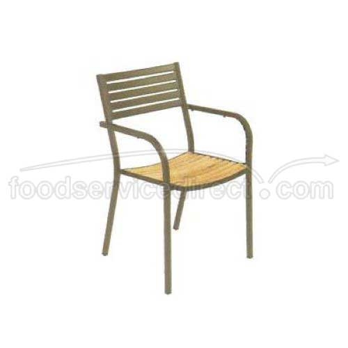 Frame Fin: Antique Bronze EMU Segno Outdoor Stacking Armchair - Steel Slat Pattern Seat and Back, Square Tubular Steel Frame, 33 x 20.5 x 20.5 inch -- 4 per case.