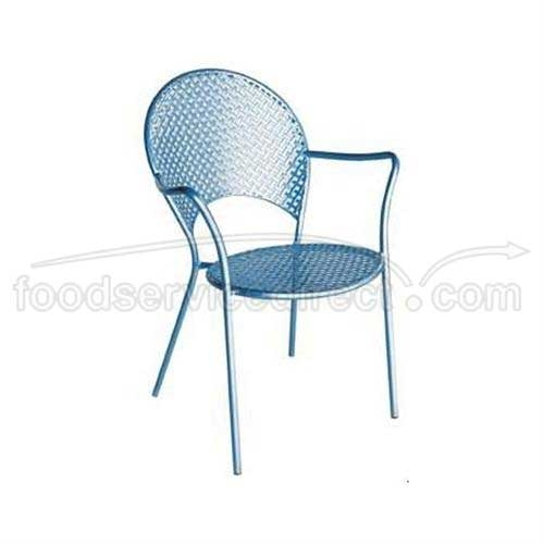 Frame Fin: Antique Iron EMU Sole Outdoor Stacking Armchair - Steel Mesh Interlace Seat and Back, Tubular Steel Frame, 34 x 24 x 24 inch -- 4 per case.