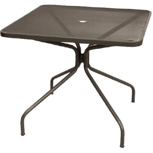 Frame Fin: Antique Bronze Emu Cambi Outdoor Round Umbrella Table - Steel Mesh Top And Tubular Steel Leg, 32 Inch Diameter.