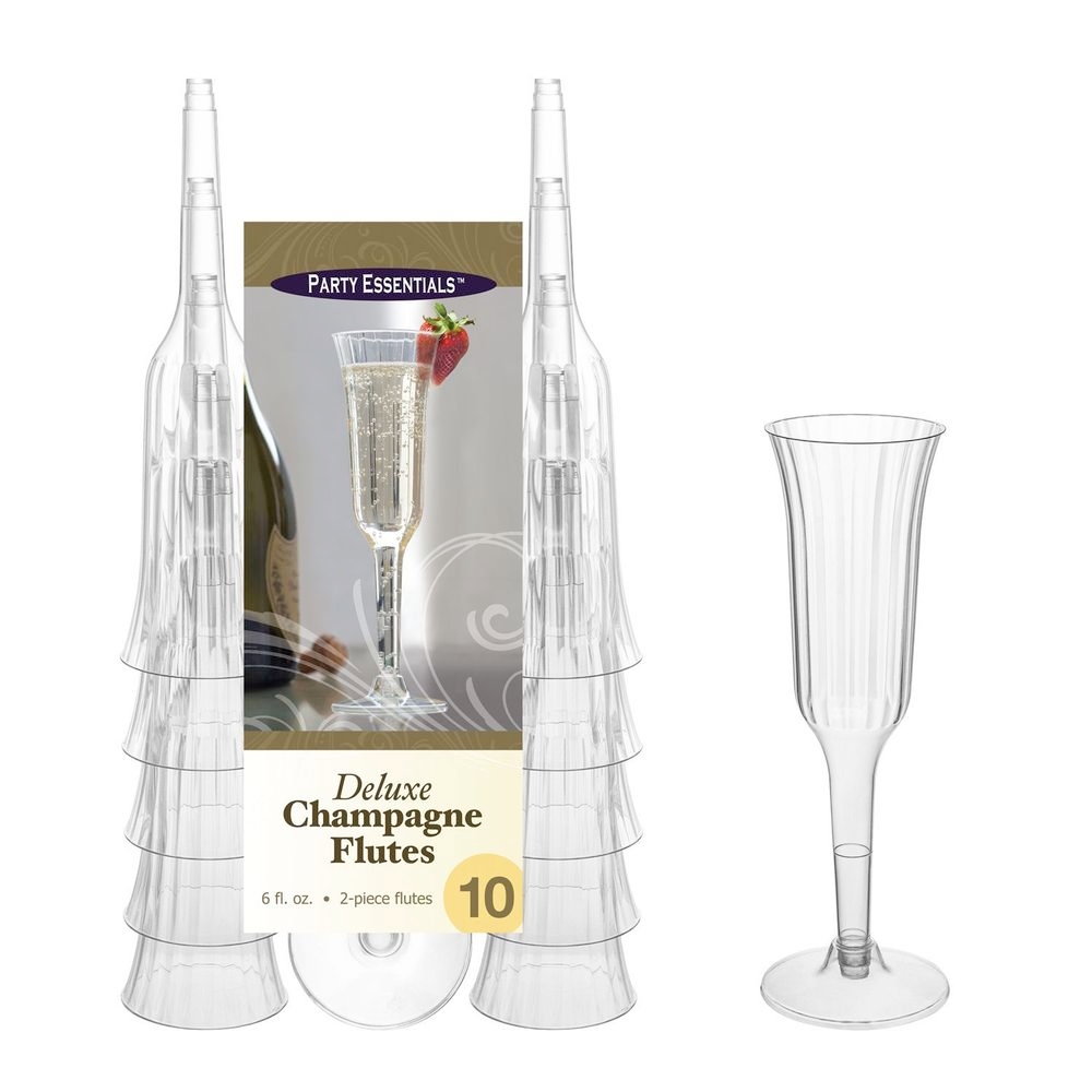 Northwest Enterprises Party Essentials Clear Deluxe Champagne Flute Glass, 6 Ounce Capacity -- 120 per case