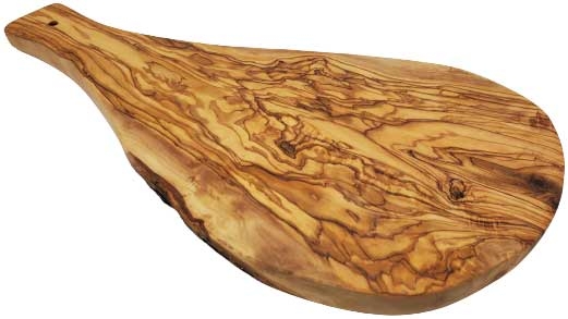 Anytime Bar Supplies Olive Wood Charcuterie Board with Handle, 10 inch Length
